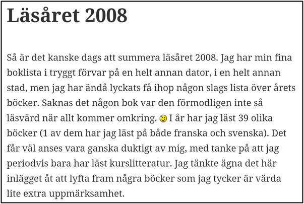 Nostalgitorsdag - Läsåret 2008
