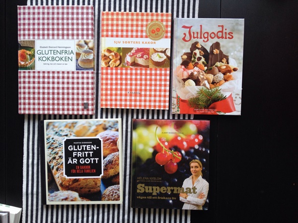 Glutenfria kokboken, Sju sorters kakor, Julgodis, Glutenfritt är gott och Supermat